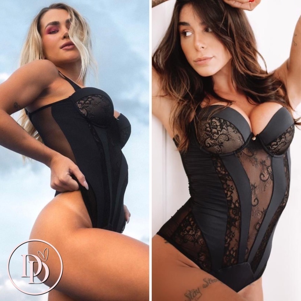Ariana mesh inset super push-up bodysuit